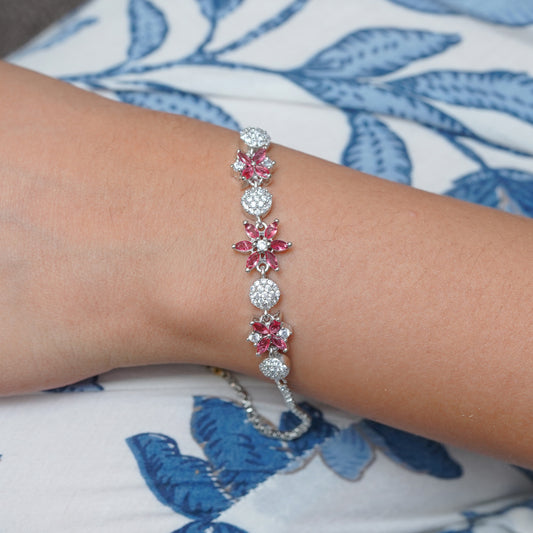 Floral Motif Tennis Bracelet