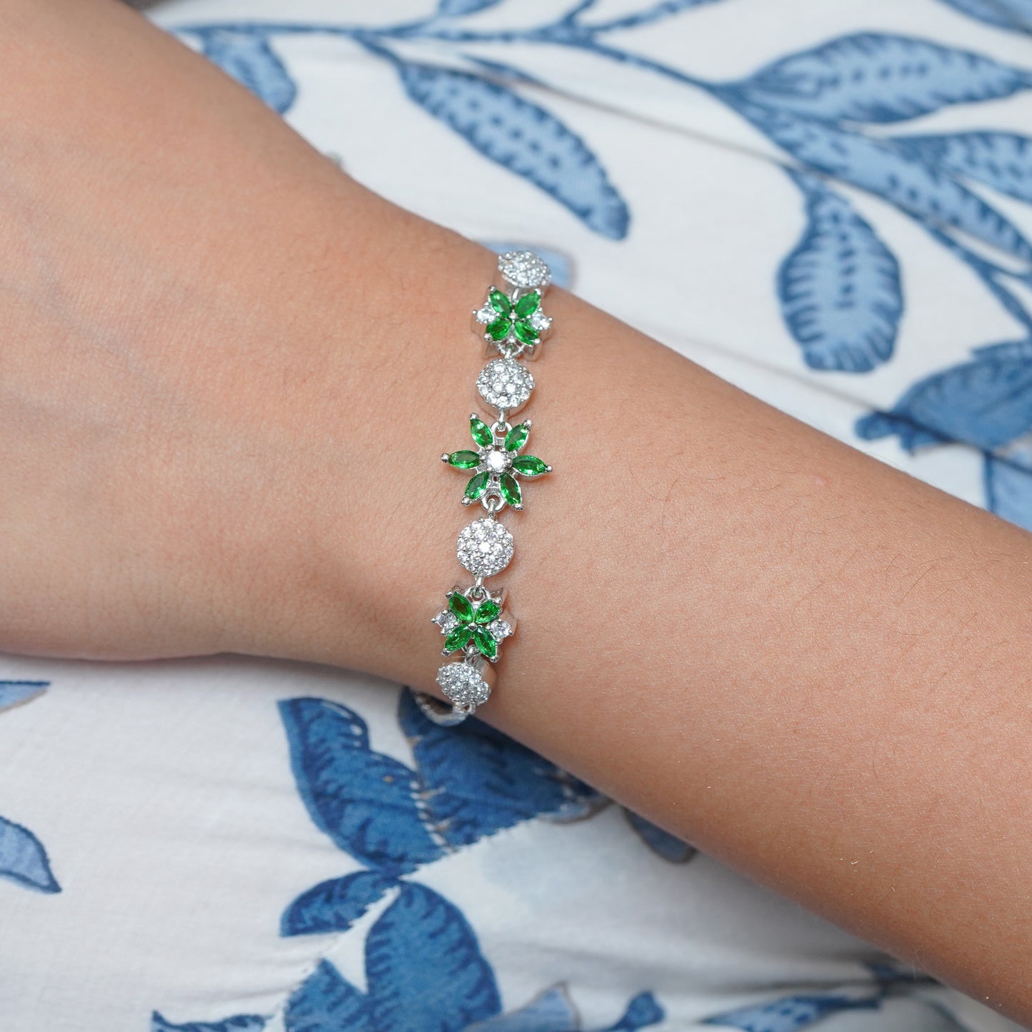 Floral Motif Tennis Bracelet