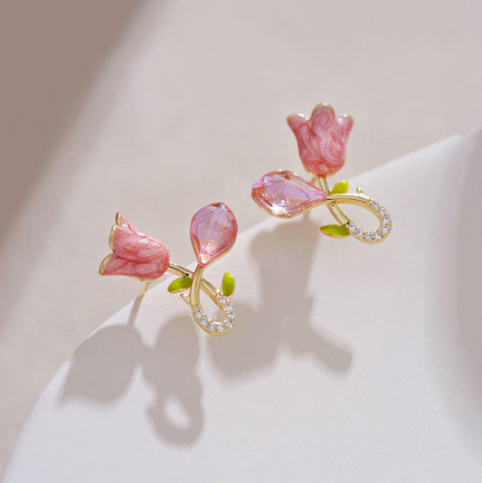 Pink Floral Earring