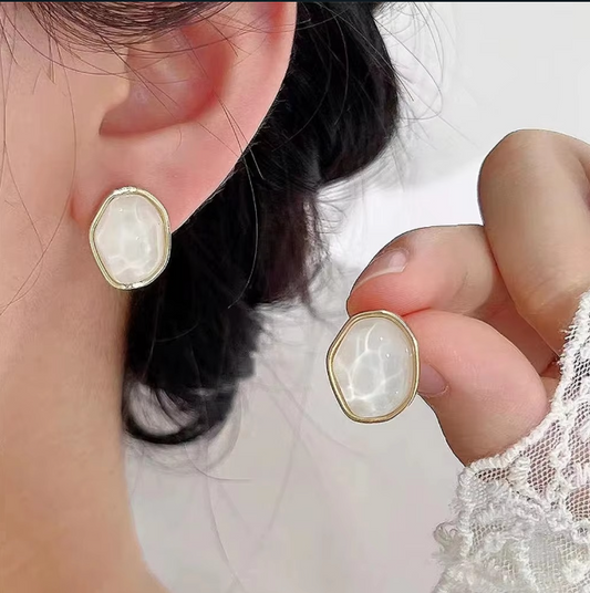 White Stone Stud Earring