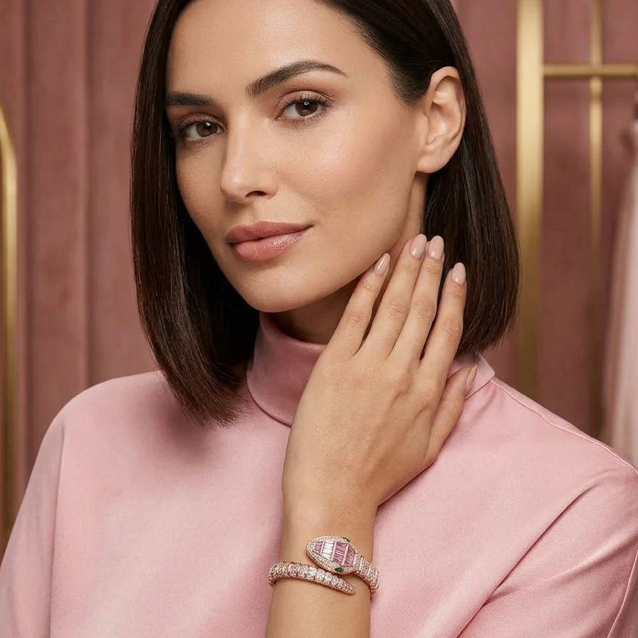 Pink Snake Watch Bracelet
