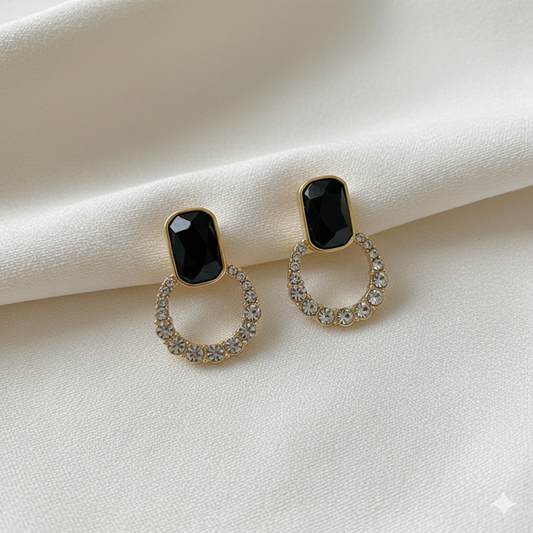 Korean Geometric Pendant Earring